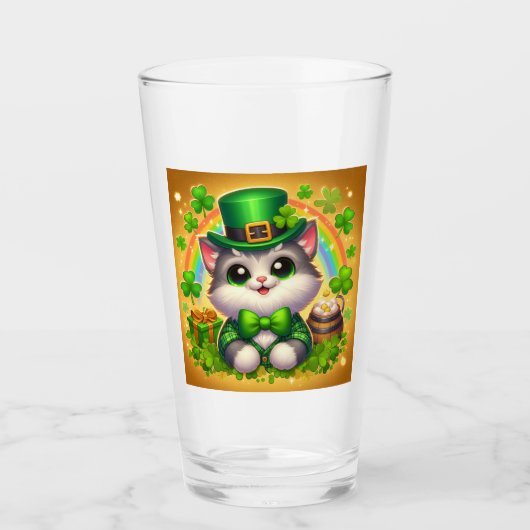 Schattigee kat/kitten Saint Patrick's Day Glas (Voorkant)