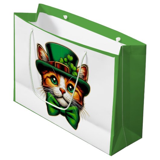 Schattigee kat/kitten Saint Patrick's Day Groot Cadeauzakje (Voorkant Gekanteld)
