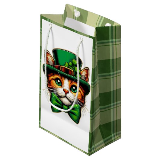 Schattigee kat/kitten Saint Patrick's Day Klein Cadeauzakje (Voorkant Gekanteld)