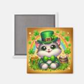 Schattigee kat/kitten Saint Patrick's Day Magneet (Voorkant / Achterkant)