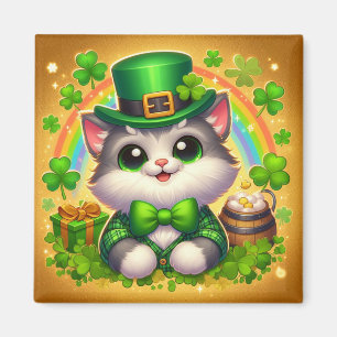 Schattigee kat/kitten Saint Patrick's Day Magneet