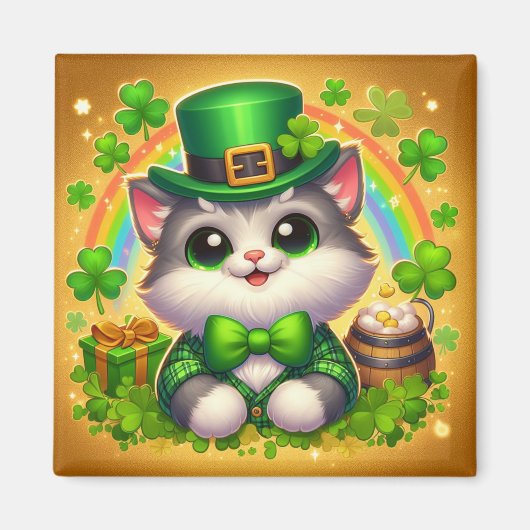 Schattigee kat/kitten Saint Patrick's Day Magneet (Voorkant)