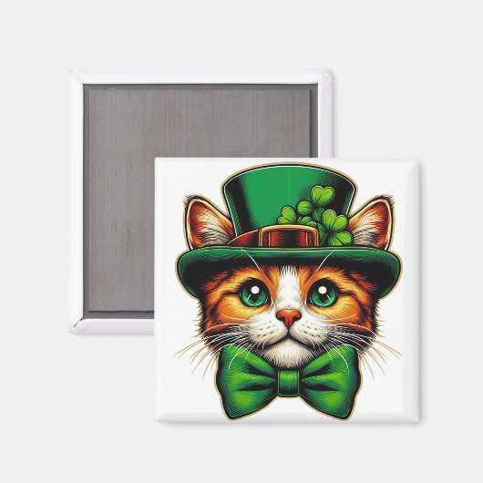Schattigee kat/kitten Saint Patrick's Day Magneet (Voorkant / Achterkant)