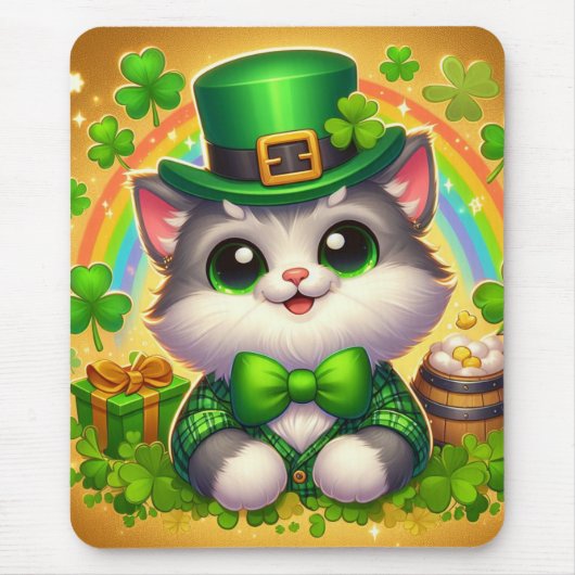 Schattigee kat/kitten Saint Patrick's Day Muismat (Voorkant)