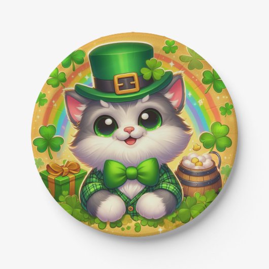 Schattigee kat/kitten Saint Patrick's Day Papieren Bordje (Voorkant)