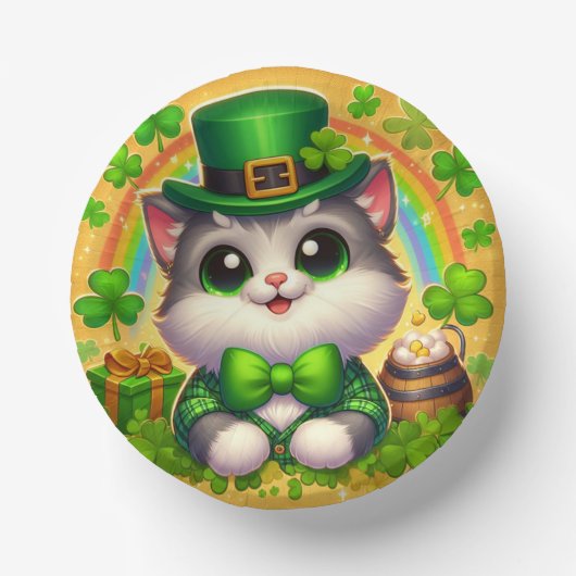 Schattigee kat/kitten Saint Patrick's Day Papieren Kommen (Voorkant)