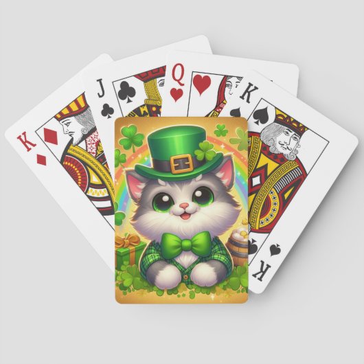 Schattigee kat/kitten Saint Patrick's Day Pokerkaarten (Achterkant)