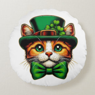 Schattigee kat/kitten Saint Patrick's Day Rond Kussen