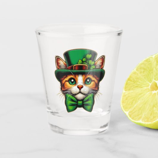 Schattigee kat/kitten Saint Patrick's Day Shot Glas (Voorkant)
