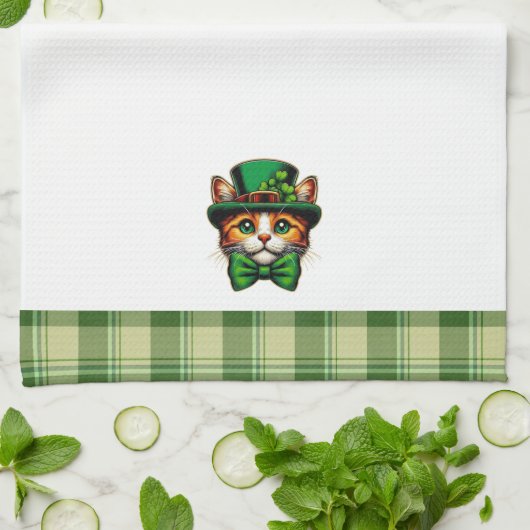 Schattigee kat/kitten Saint Patrick's Day Theedoek (Gevouwen)