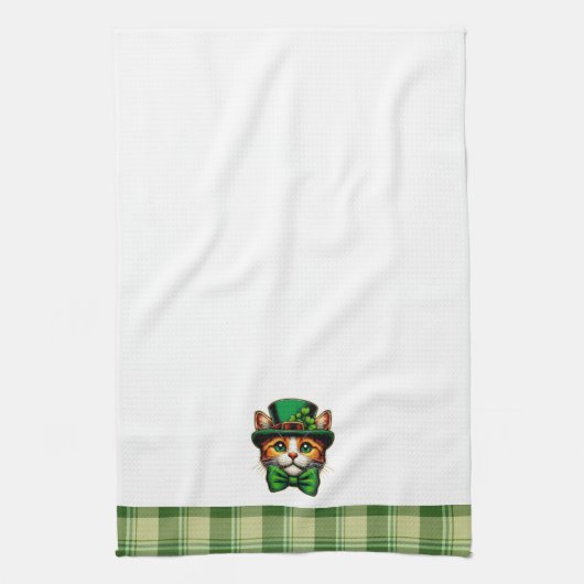Schattigee kat/kitten Saint Patrick's Day Theedoek (Verticaal)