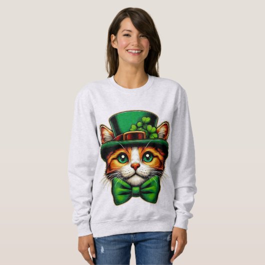 Schattigee kat/kitten Saint Patrick's Day Trui (Voorkant volledig)