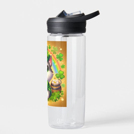 Schattigee kat/kitten Saint Patrick's Day Waterfles (Links)