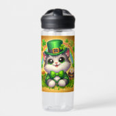 Schattigee kat/kitten Saint Patrick's Day Waterfles (Voorkant)
