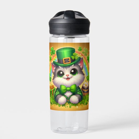 Schattigee kat/kitten Saint Patrick's Day Waterfles (Voorkant)