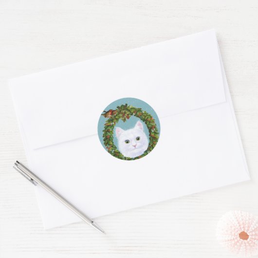 Schattigee kat kitten vogelkrans stickers (Envelop)