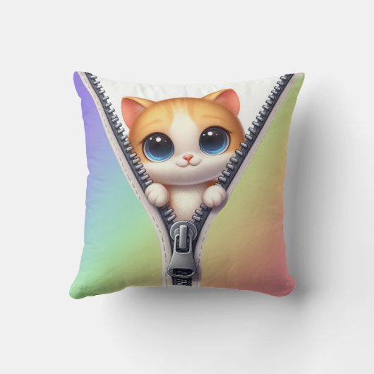 Schattigee Kat Kleurrijke Kinderen Kussen (Achterkant)