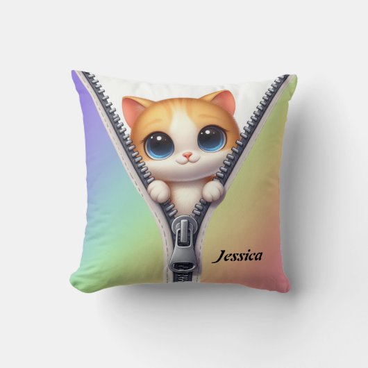 Schattigee Kat Kleurrijke Kinderen Kussen (Voorkant)