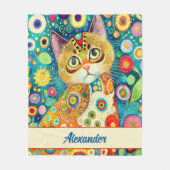 SCHATTIGEE KAT | KLEURRIJKE KUNSTEN VAN EEN KAT FLEECE DEKEN (Voorkant)
