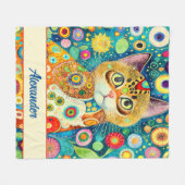 SCHATTIGEE KAT | KLEURRIJKE KUNSTEN VAN EEN KAT FLEECE DEKEN (Voorkant (Horizontaal))