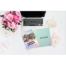 Schattigee kat knuffel tijd krijgen goed kaart