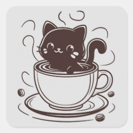 Schattigee kat koffiebar vierkante sticker