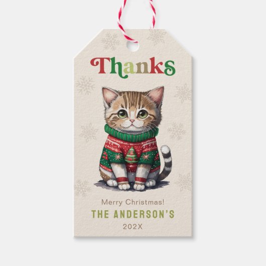 Schattigee kat lelijk sweater party cadeaulabel (Voorkant)