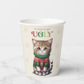 Schattigee kat lelijk sweater party papieren bekers (Achterkant)