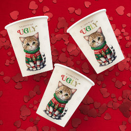 Schattigee kat lelijk sweater party papieren bekers
