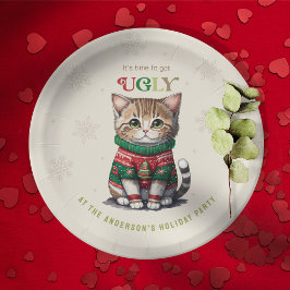 Schattigee kat lelijk sweater party papieren bordje