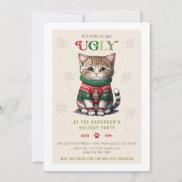 Schattigee Kat Lelijke Sweater Party Invitation Ka Feestdagenkaart