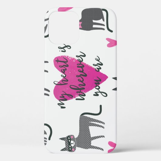 Schattigee kat: liefde belettering illustratie. Case-Mate iPhone case (Achterkant)