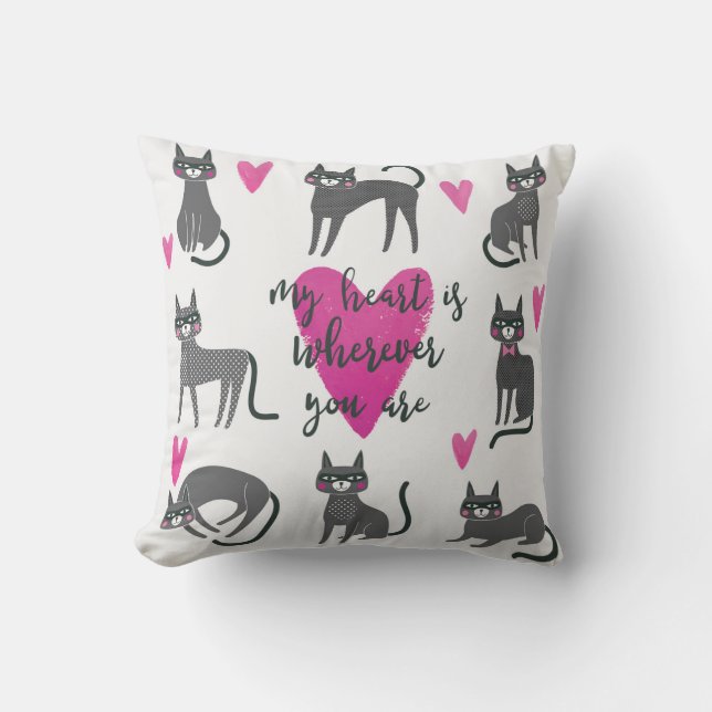 Schattigee kat: liefde belettering illustratie. kussen (Voorkant)