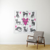 Schattigee kat: liefde belettering illustratie. wandkleed (In situ)