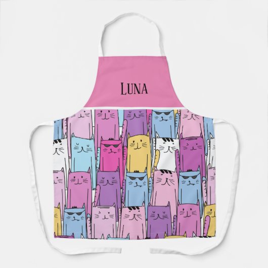 Schattigee kat mam gepersonaliseerd Schort (Voorkant)