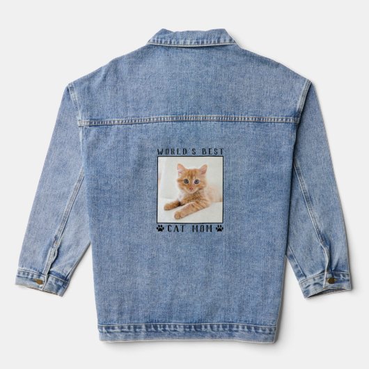 Schattigee kat mam gepersonaliseerde huisdier foto denim jacket (Achterkant)