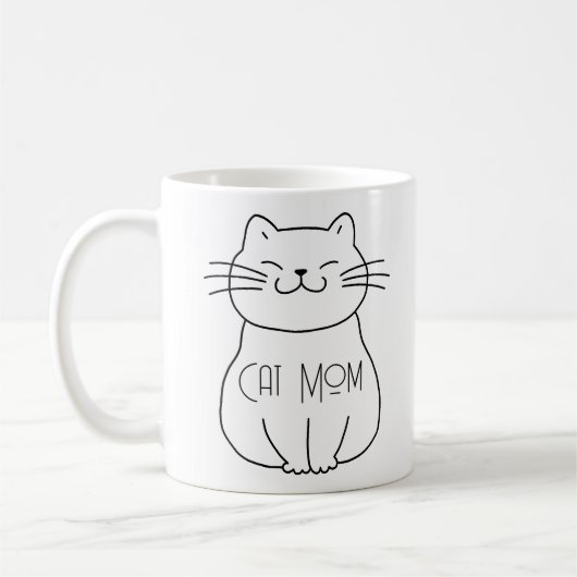 Schattigee kat mam lachende kat Cartoon Koffiemok (Links)