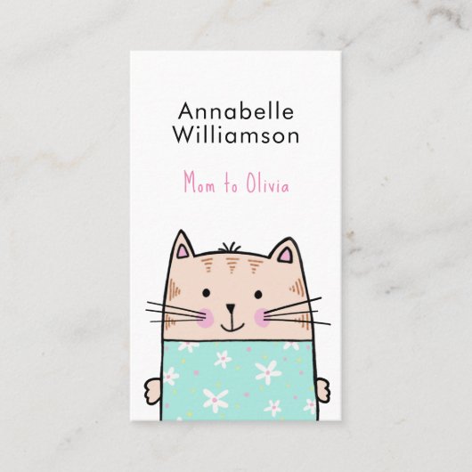 Schattigee kat mama visitekaartje (Voorkant)