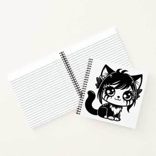Schattigee Kat Manga Kitten Kawaii Notitieboek (Binnen)