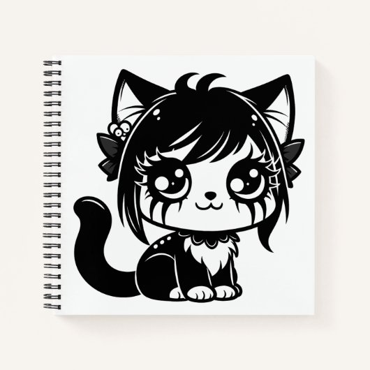Schattigee Kat Manga Kitten Kawaii Notitieboek (Voorkant)