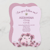 Schattigee kat meisje verjaardag kaart (Voorkant / Achterkant)