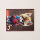 Schattigee kat met Barcelona Voetbal Team T Shirt Legpuzzel (Horizontaal)