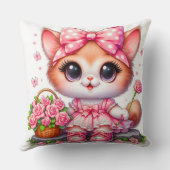 Schattigee Kat met Bloemen Kinder– Kwekerij & Kind Kussen (Achterkant)