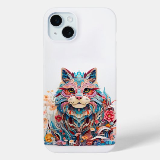 Schattigee kat met bloemenknipsel Case-Mate iPhone case (Achterkant)