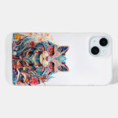 Schattigee kat met bloemenknipsel Case-Mate iPhone case (Achterkant (horizontaal))