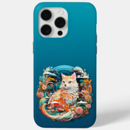 Schattigee kat met bloemenknipsel iPhone 15 pro max hoesje