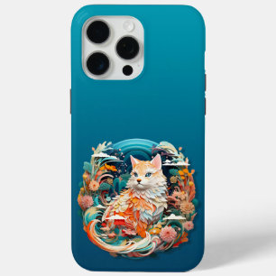 Schattigee kat met bloemenknipsel iPhone 15 pro max hoesje