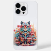 Schattigee kat met bloemetjes 3D papier knipsel Case-Mate iPhone Case (Achterkant)