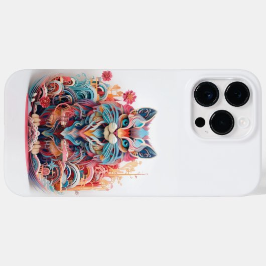 Schattigee kat met bloemetjes 3D papier knipsel Case-Mate iPhone Case (Achterkant (horizontaal))