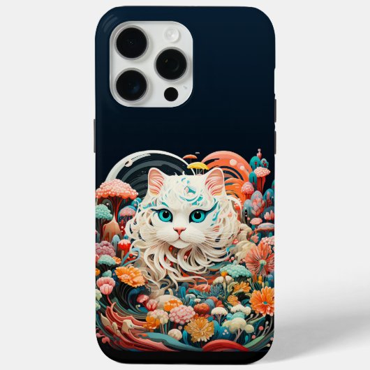 Schattigee kat met bloemetjes Papier Uitsnede Case-Mate iPhone Case (Achterkant)
